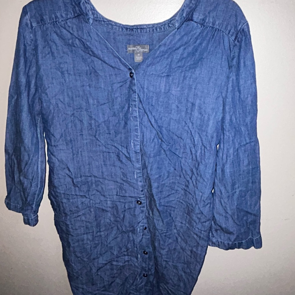 Market & Spruce Long Sleeve Denim Blue Dress